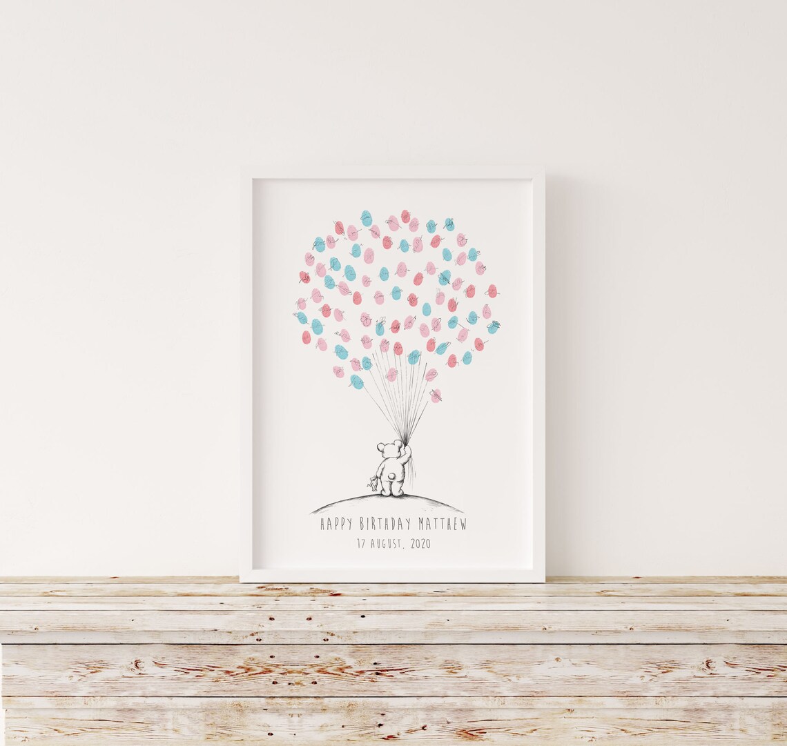 Baby Bear Guest Book, Custom Birthday Fingerprint Print - Image 4
