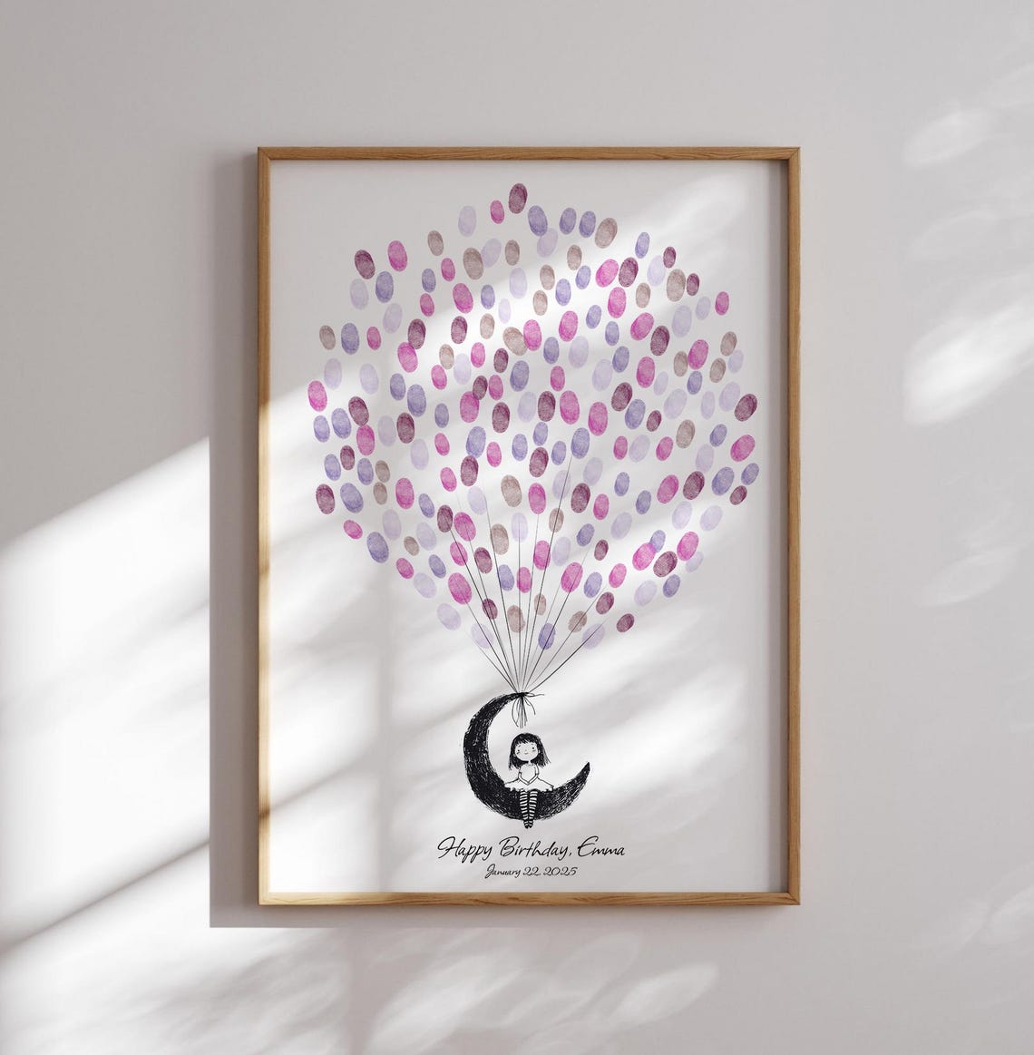 Moon Balloon Fingerprint Guest Book Space Theme Guestbook Birthday Party Keepsake Order - Image 4