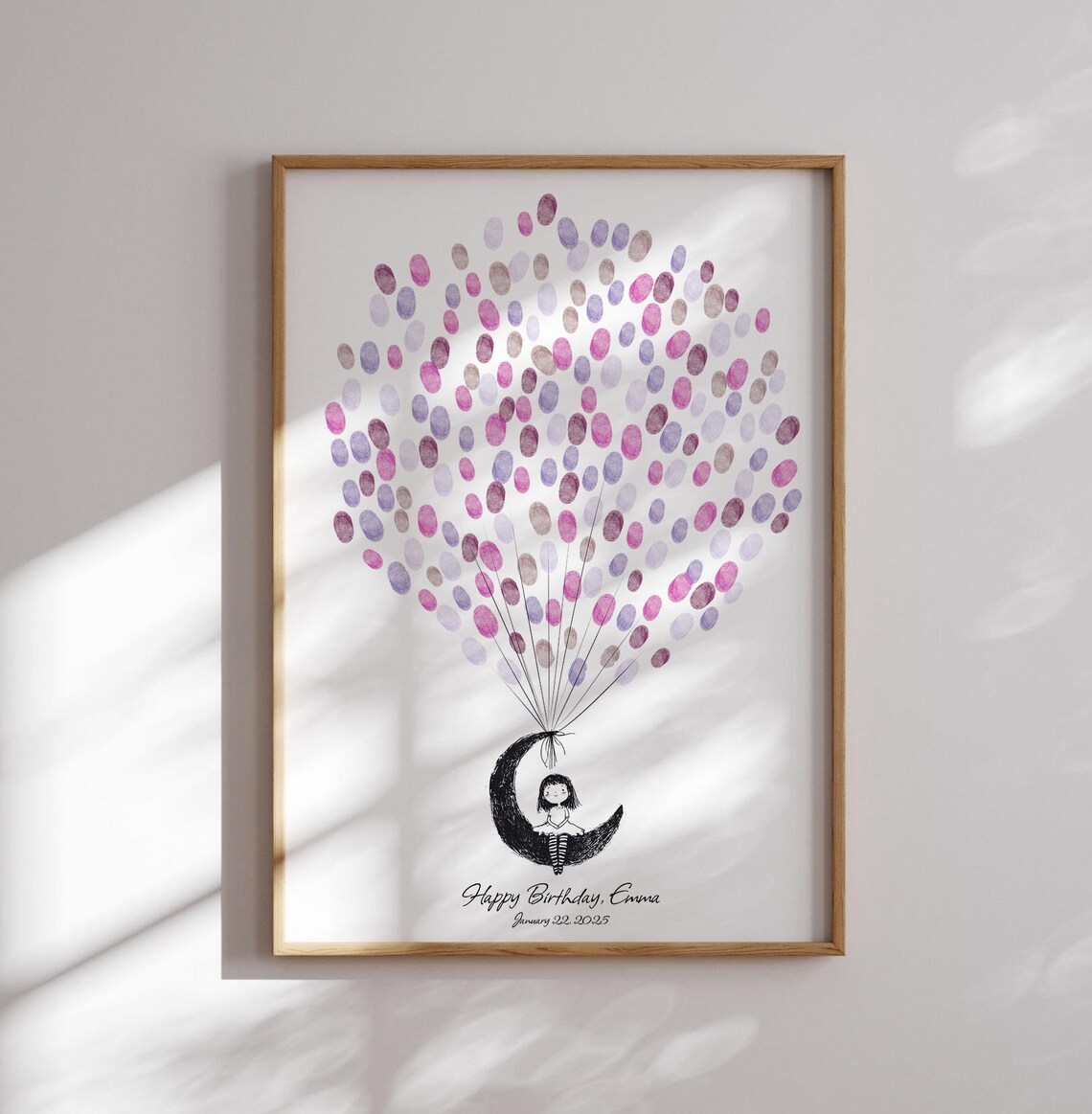 Moon Girl Sitting With Balloons Birthday Guest Book Keepsake Poster - Image 4