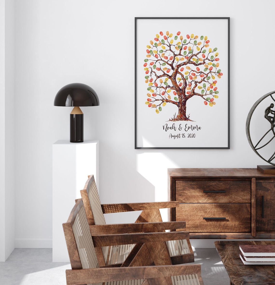 Colored Thumbprint Tree Wedding Guest Book Print - Image 4