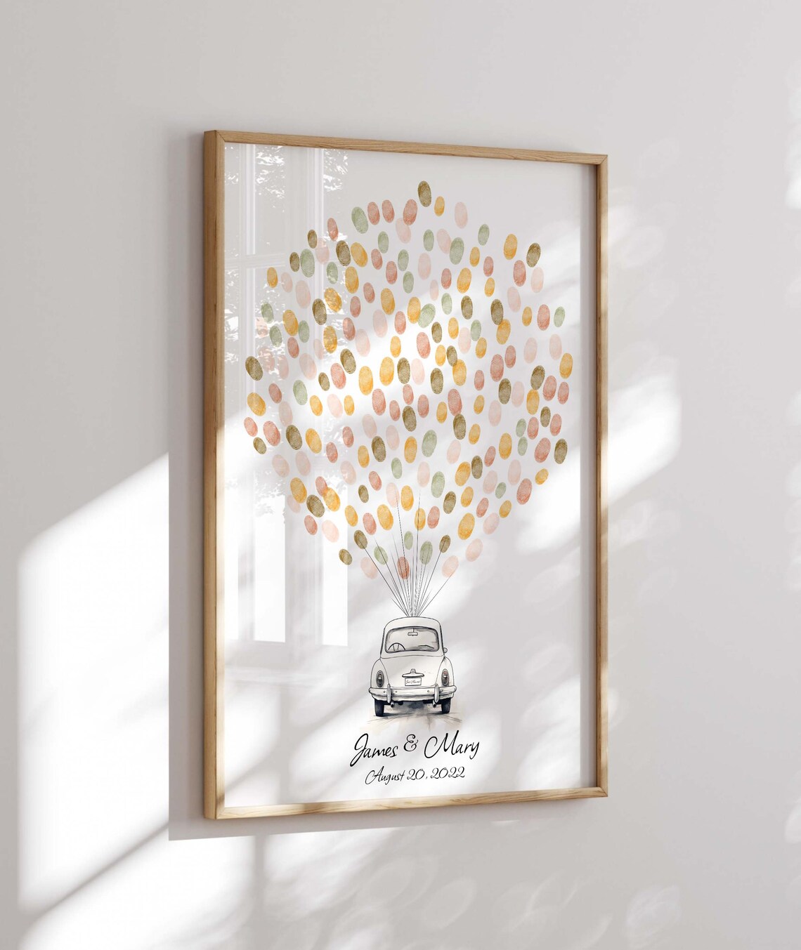 Vintage White Car Wedding Guest Book Art Print - Image 4