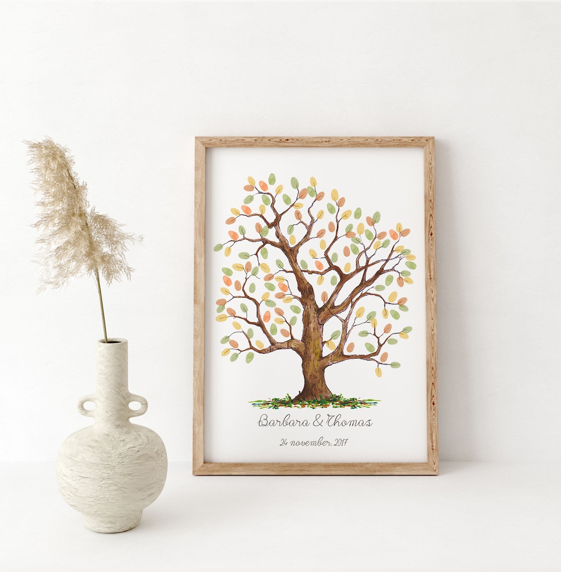 Watercolor Fingerprint Tree Wedding Guest Book Wall Art Print - Image 2