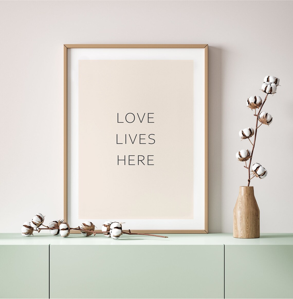 Love Lives Here Light Pink Wall Art Art Home Wall Decor Living Room Decor Typography Art Print Instant - Image 3