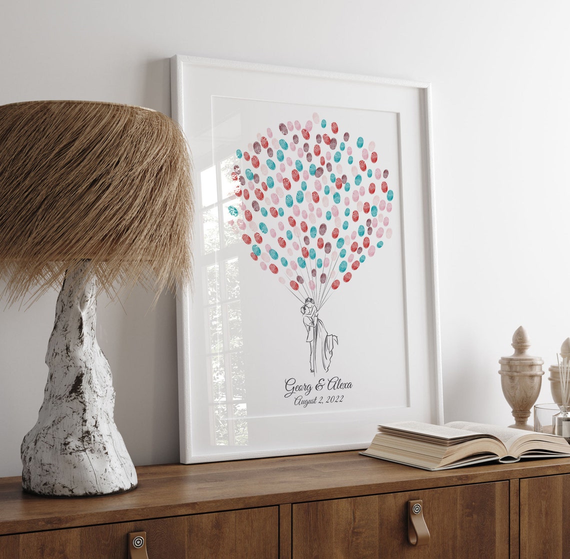 Wedding Couple Thumbprint Guest Book, Wall Art Print - Image 2
