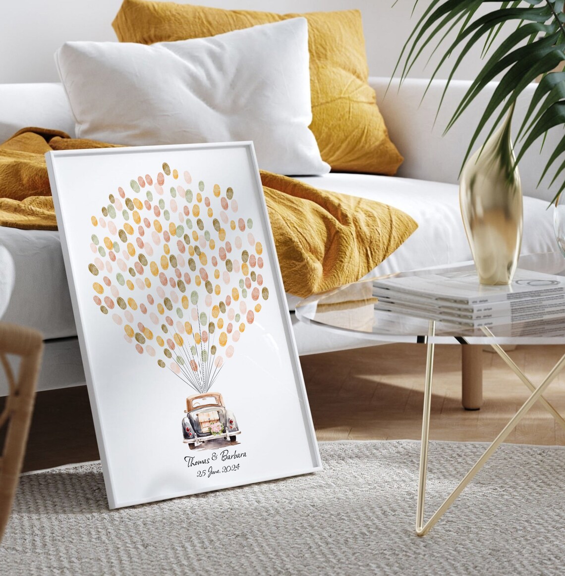 Vintage Car Balloon Signature Wedding Guest Book Keepsake Poster - Image 2