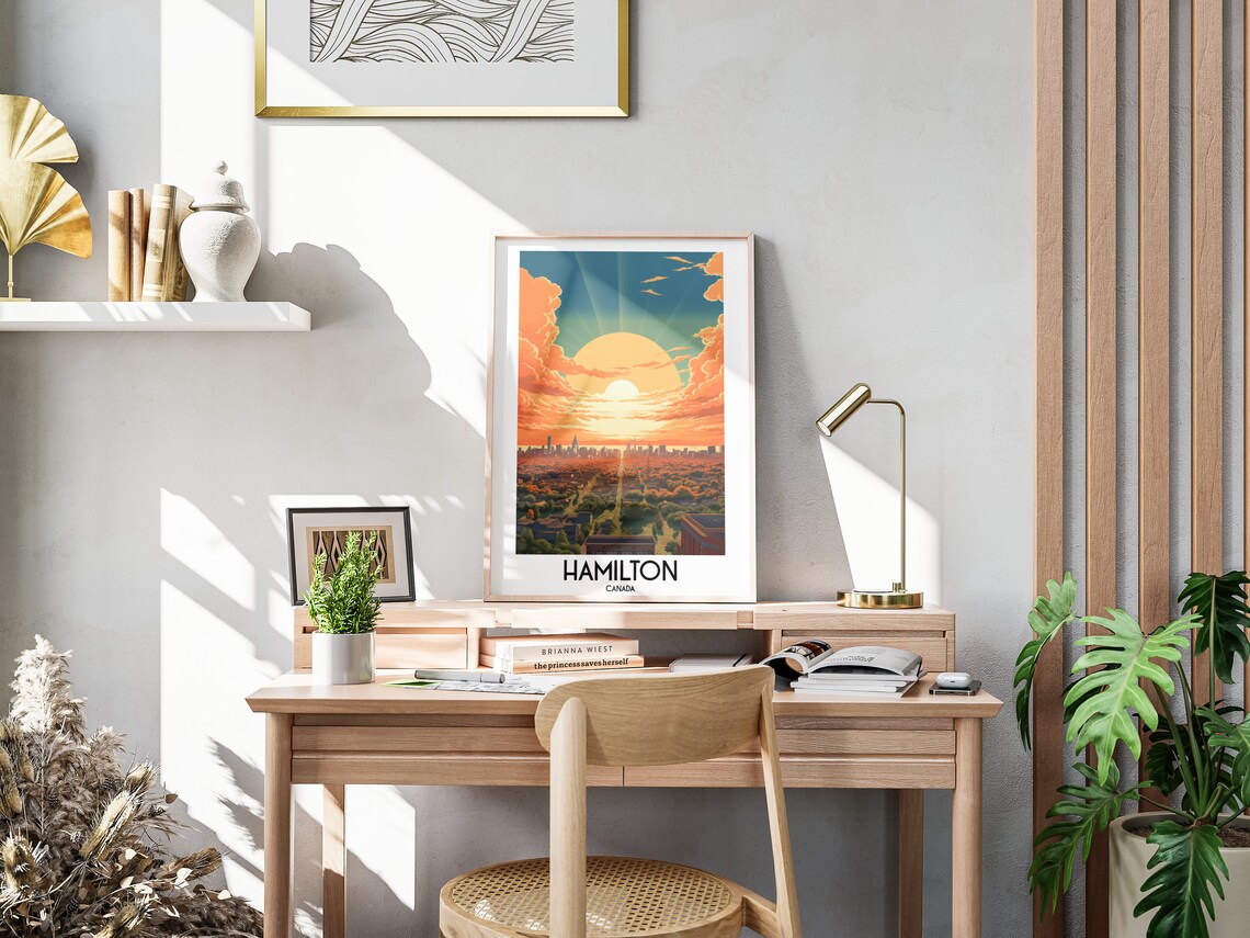 Hamilton Canada Sunrise Skyline Golden Horizon Travel Poster - Image 3