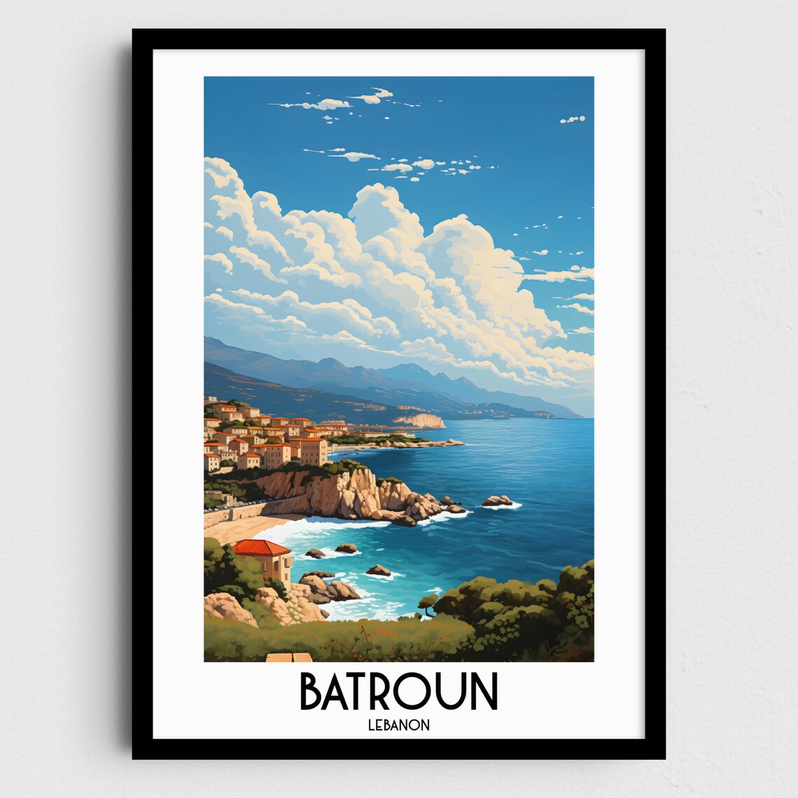 Batroun Lebanon Coastal Town Sea Cliffside Travel Art Poster