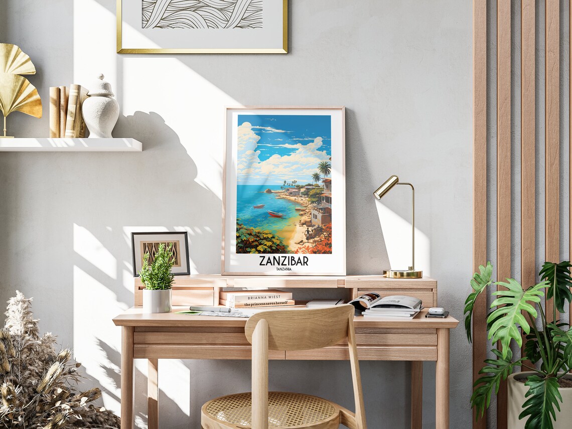 Zanzibar Travel Wall Art Tanzania Painting Gifts Africa Home Decor Prints Posters Handmade Art Tanzanian - Image 3