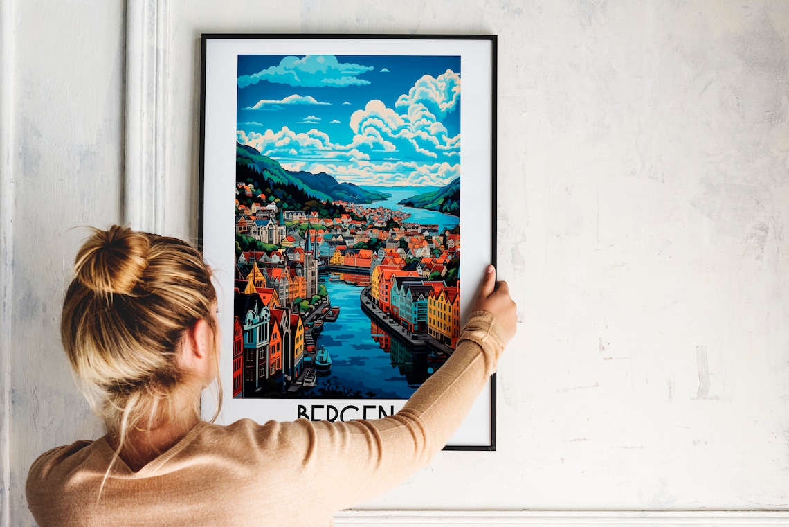 Bergen Travel Poster, Norway Scandinavia Art Print - Image 2