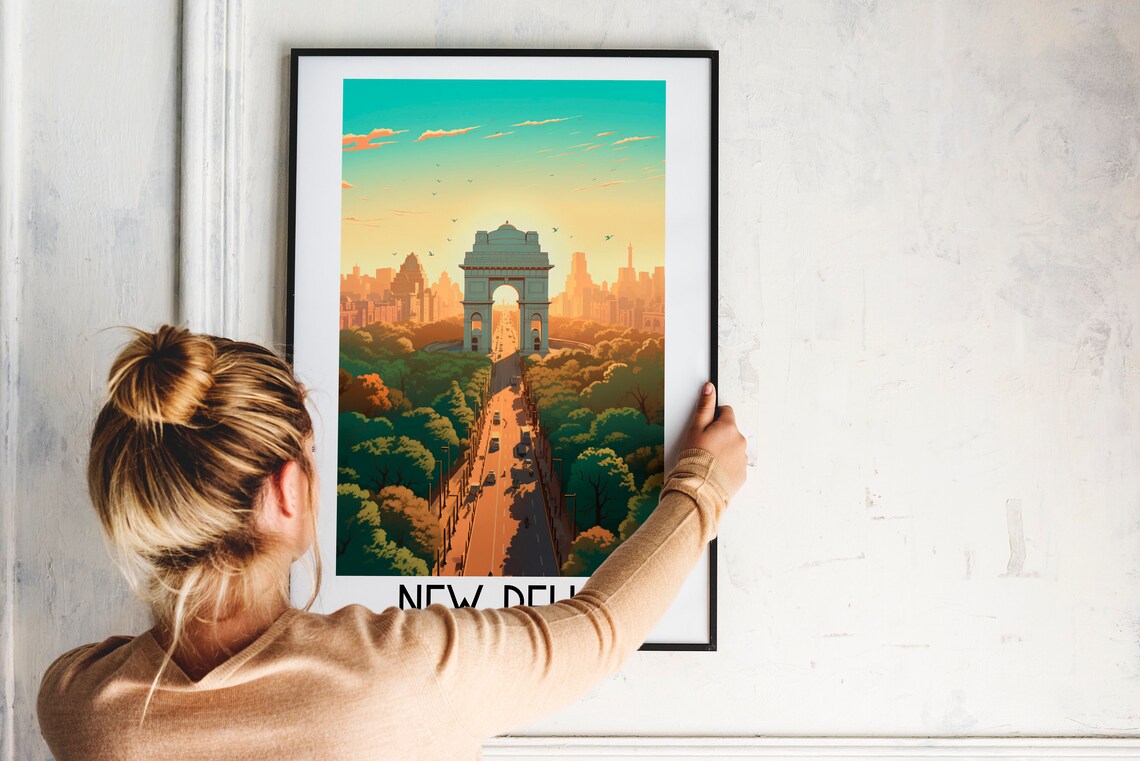 New Delhi Travel Poster, India Gate Home Decor - Image 2