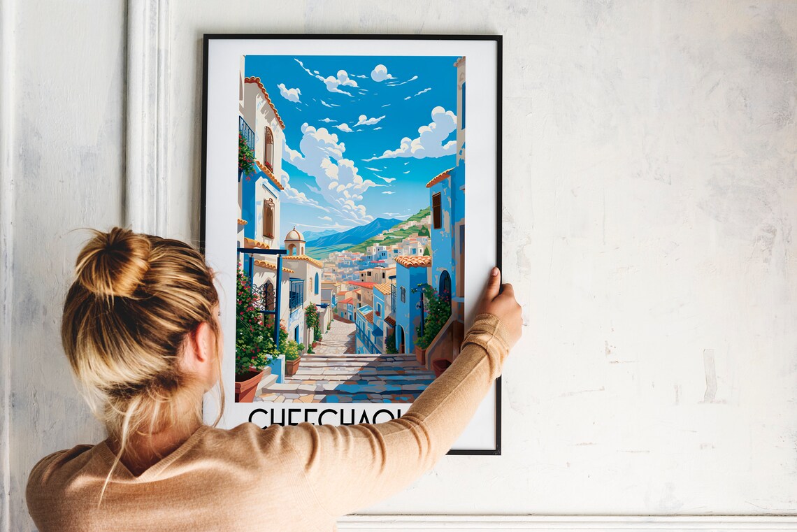 Chefchaouen Morocco Famous Blue Alley Steps Old Town View Poster - Image 2