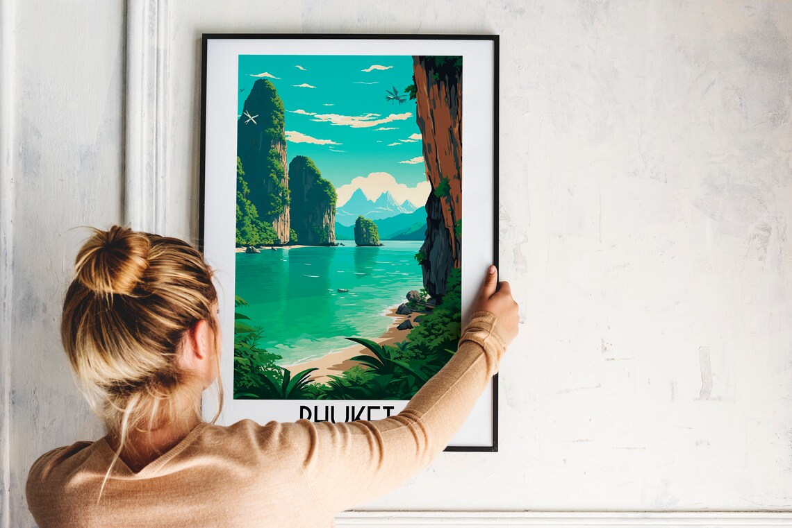 Phuket Thailand Limestone Karsts Emerald Lagoon Island Travel Poster - Image 2