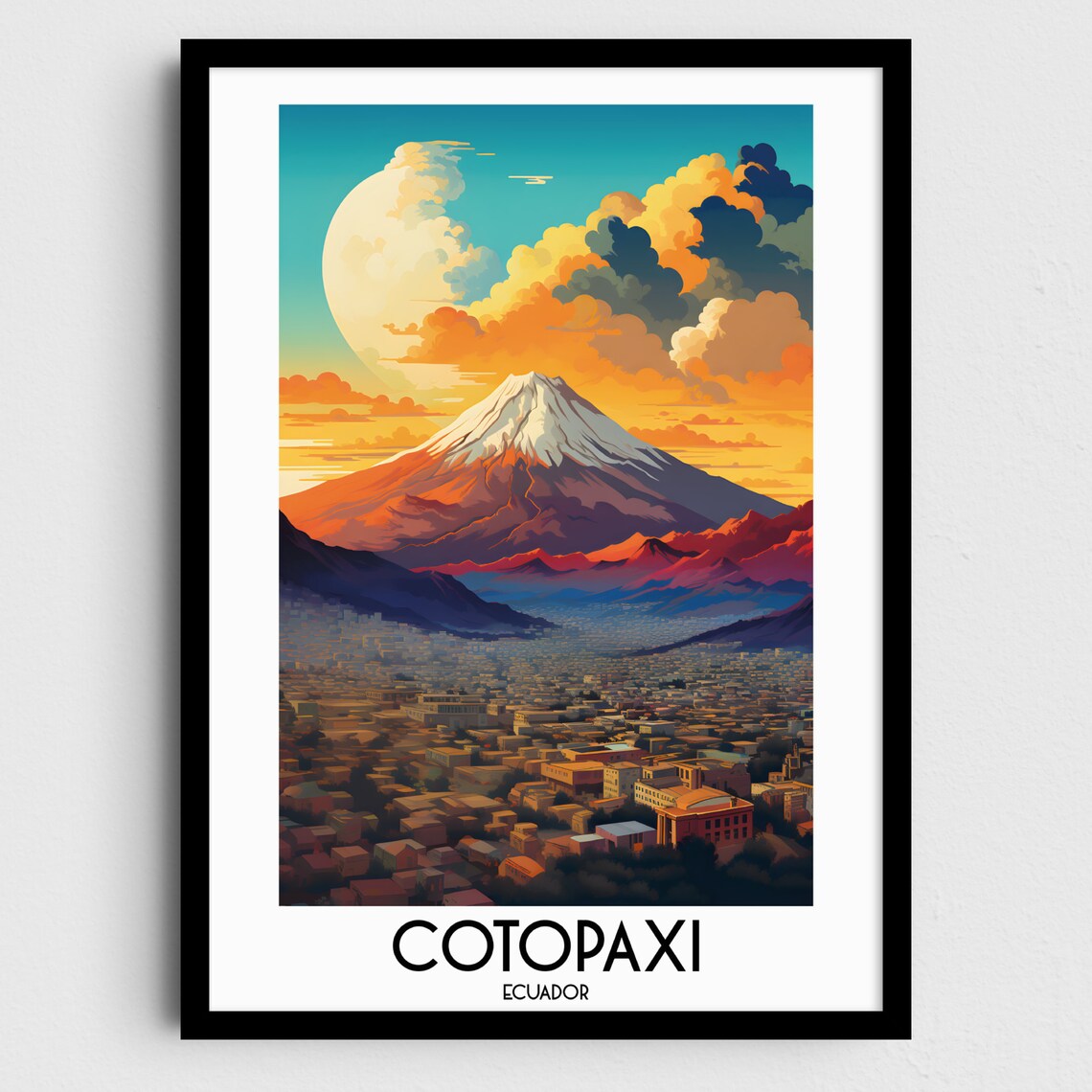 Cotopaxi Travel Poster, Ecuador South America