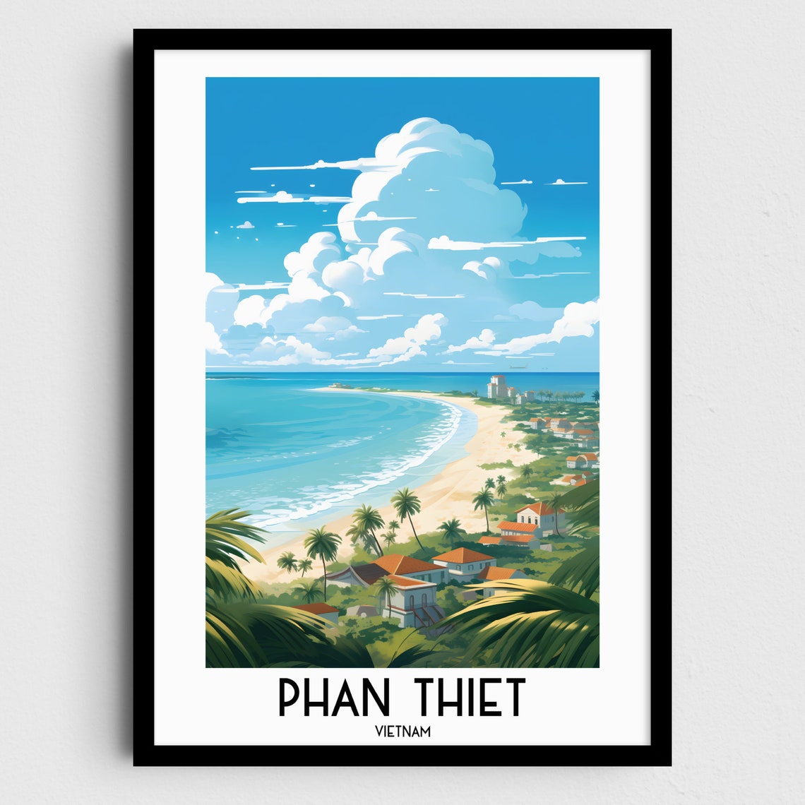 Phan Thiet Vietnam Tropical Beach Coastline Palm Paradise Poster