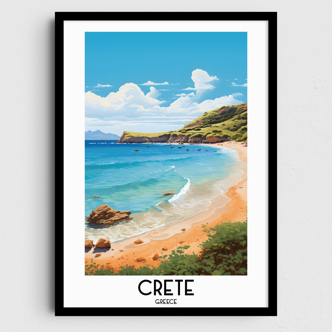 Crete Greece Turquoise Beach Cove Clear Water Summer Escape Poster