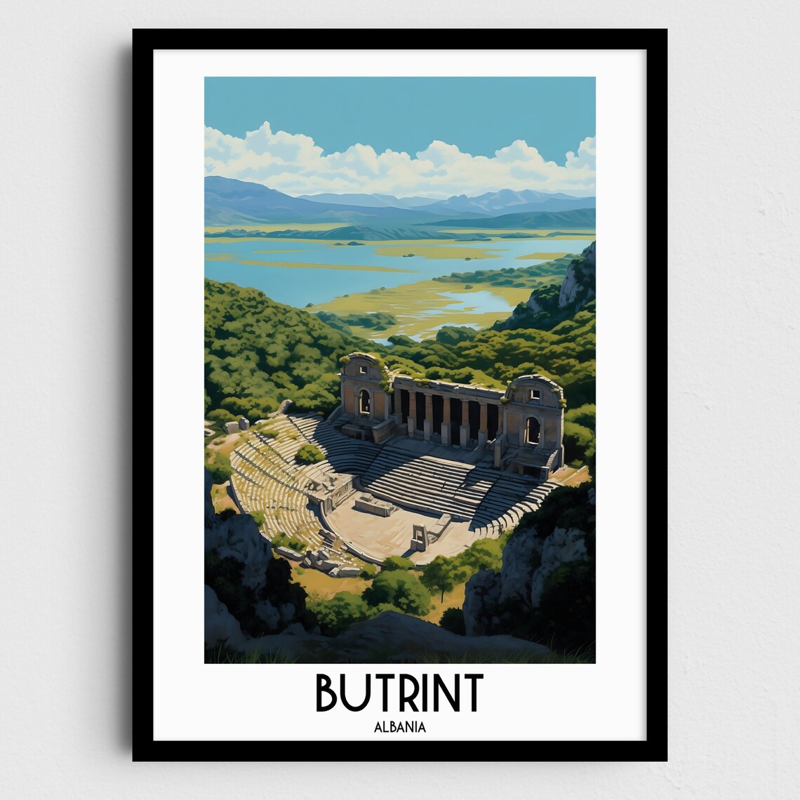 Butrint Albania Ancient Theater Historic Ruins Vintage Travel Poster
