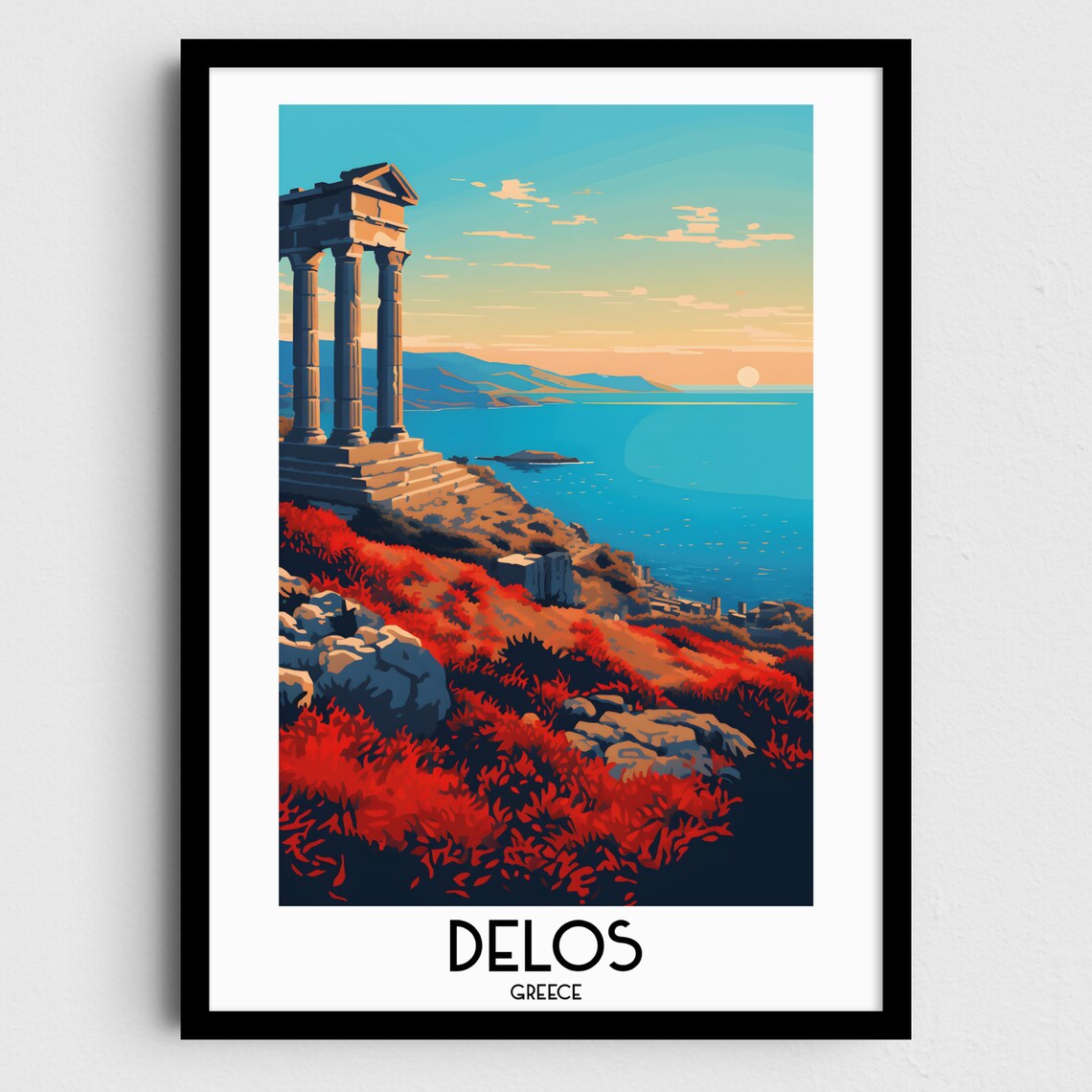 Delos Travel Poster, Greece Home Decor Print