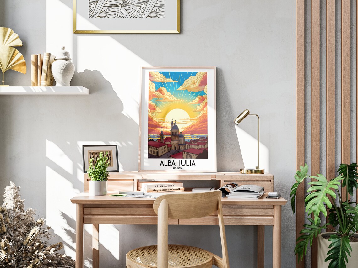 Alba Iulia Romania Historic Citadel Cathedral Sunrise Travel Poster - Image 3