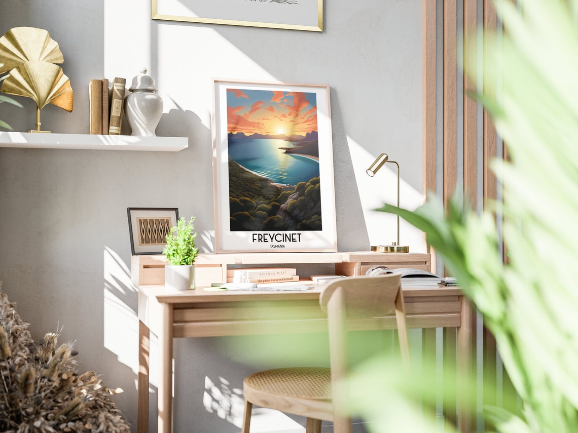 Freycinet Tasmania Coastal Sunset Bay Cliffs Seascape Travel Poster - Image 2
