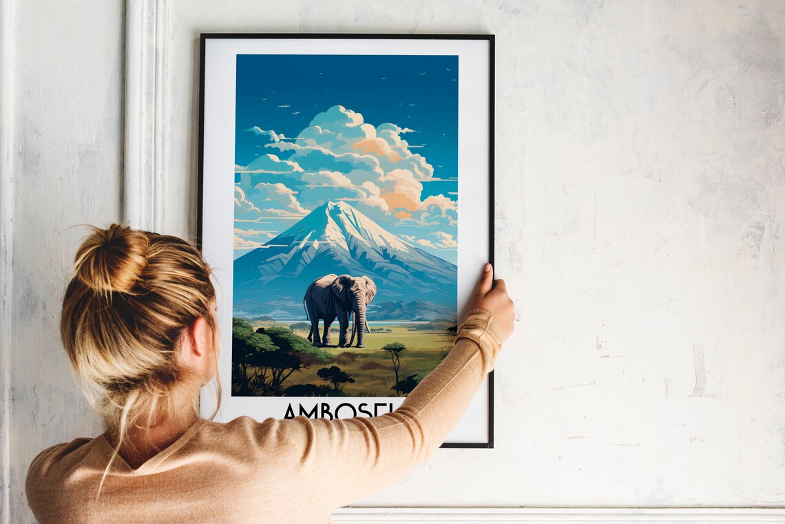 Amboseli National Park Travel Poster, Kenya Painting - Image 2