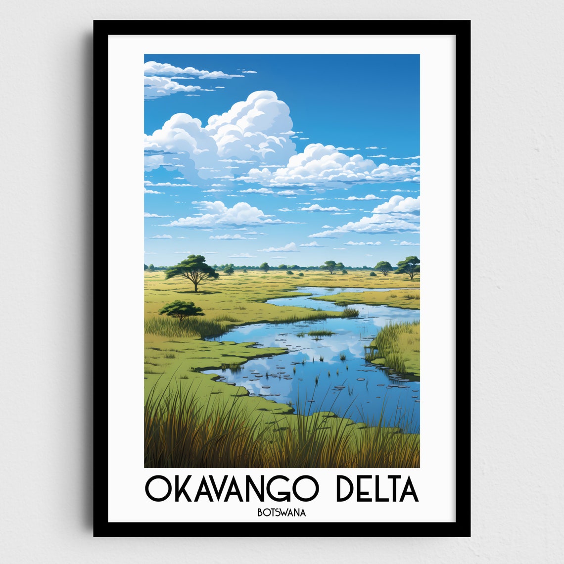 Okavango Delta Botswana Wetlands Safari Plains Scenery Poster