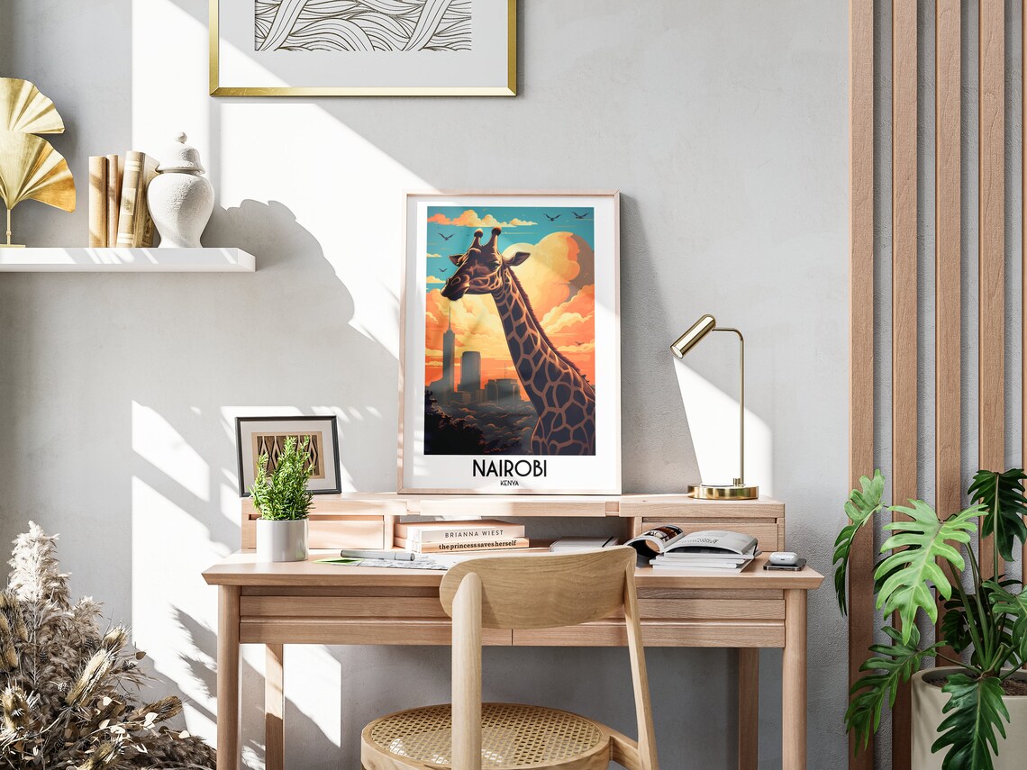 Nairobi Travel Poster, Kenya Giraffe Wall Art - Image 3
