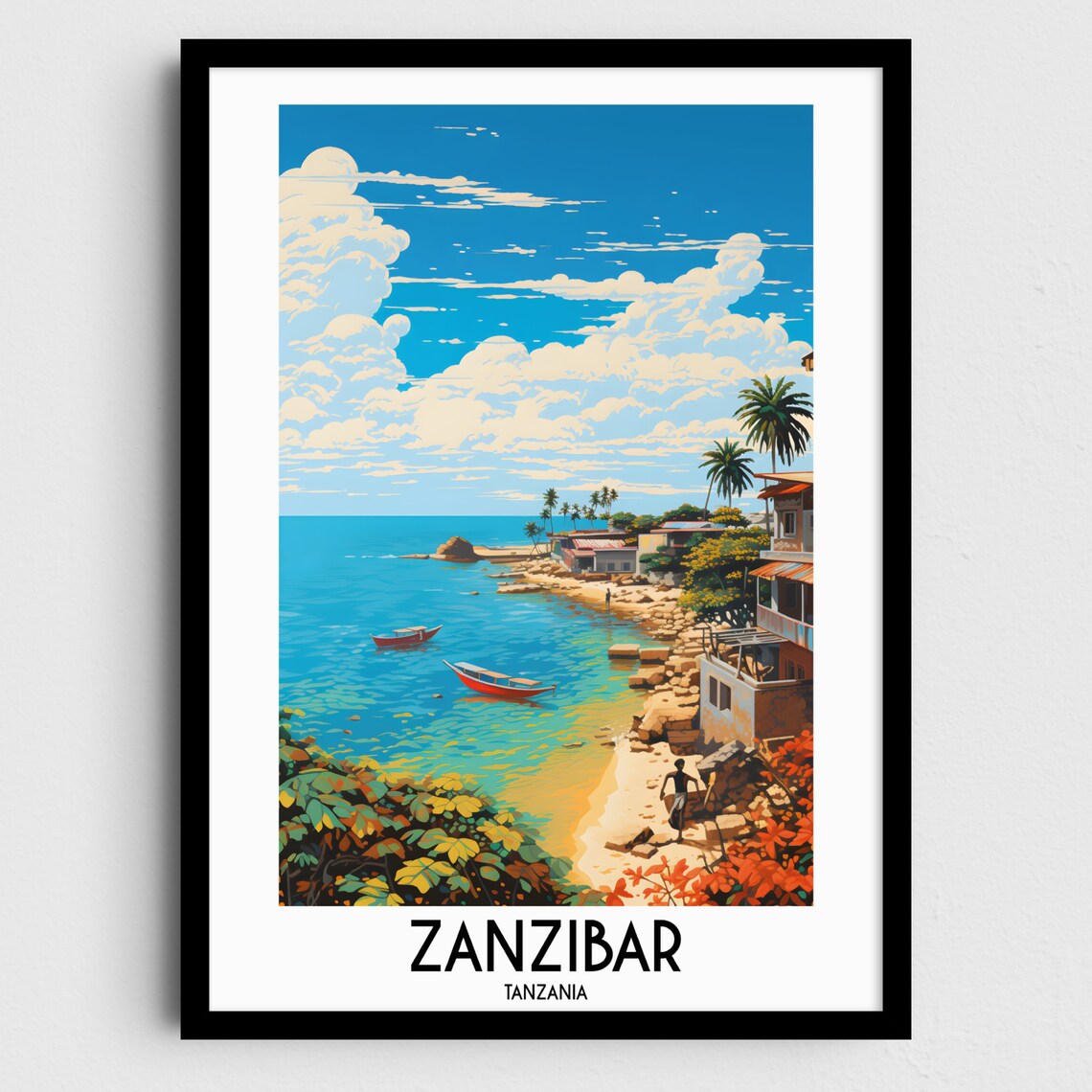 Zanzibar Travel Wall Art Tanzania Painting Gifts Africa Home Decor Prints Posters Handmade Art Tanzanian
