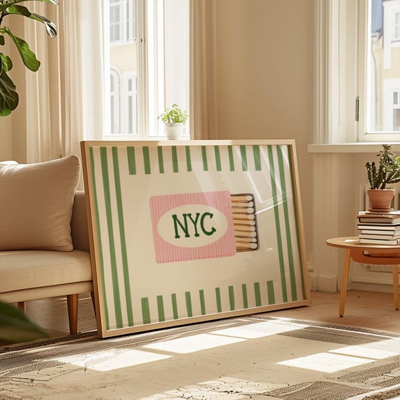 Nyc Matchbook Print, Coastal Preppy Decor