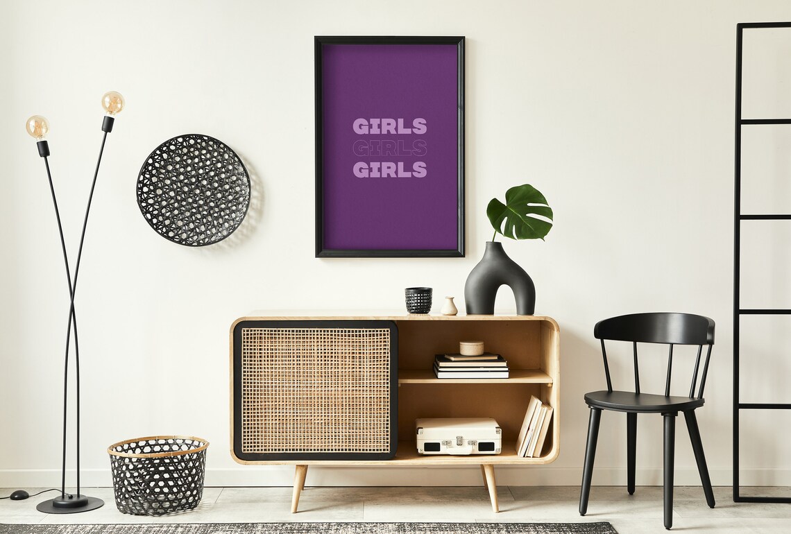 Girls Girls Girls Bold Purple Typography Print for Teen Bedroom Decor - Image 2