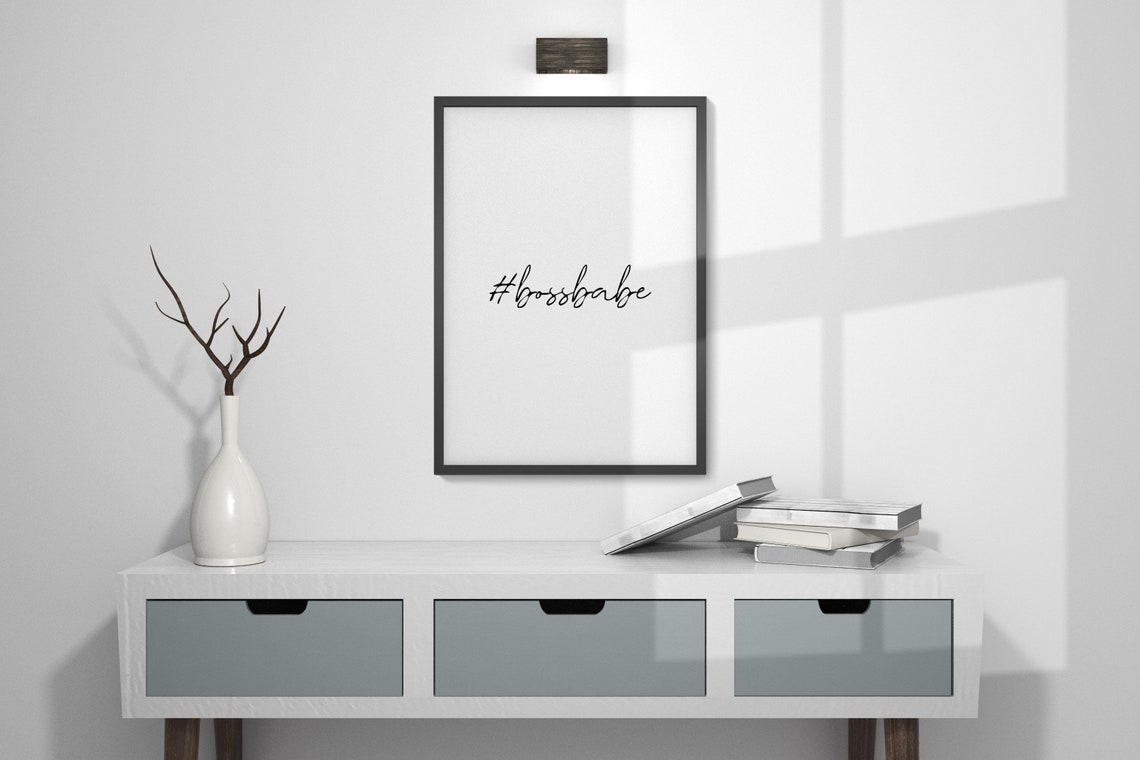 Boss Babe Inspiring Minimalist Hashtag Script Quote Girl Poster - Image 2