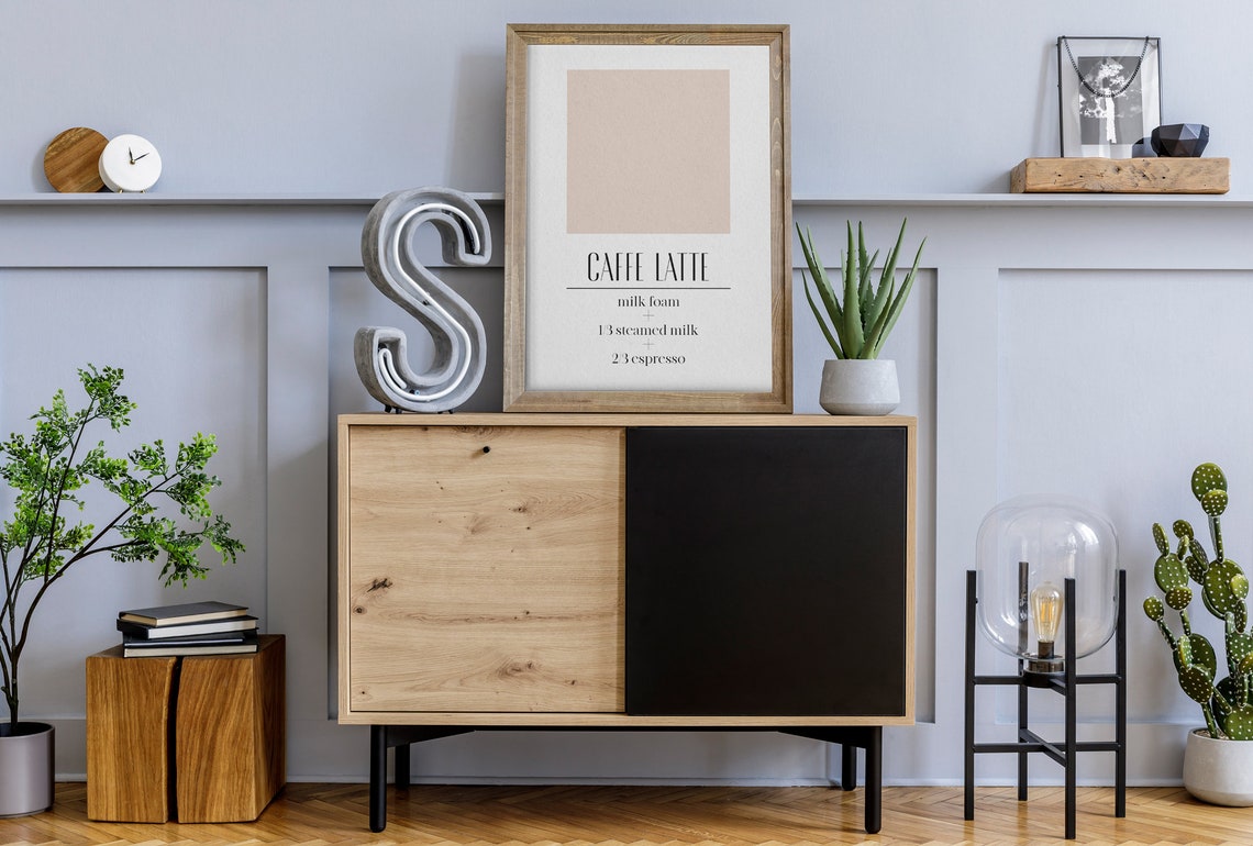 Modern Caffe Latte Coffee Recipe Steamed Milk Espresso Poster - Image 5