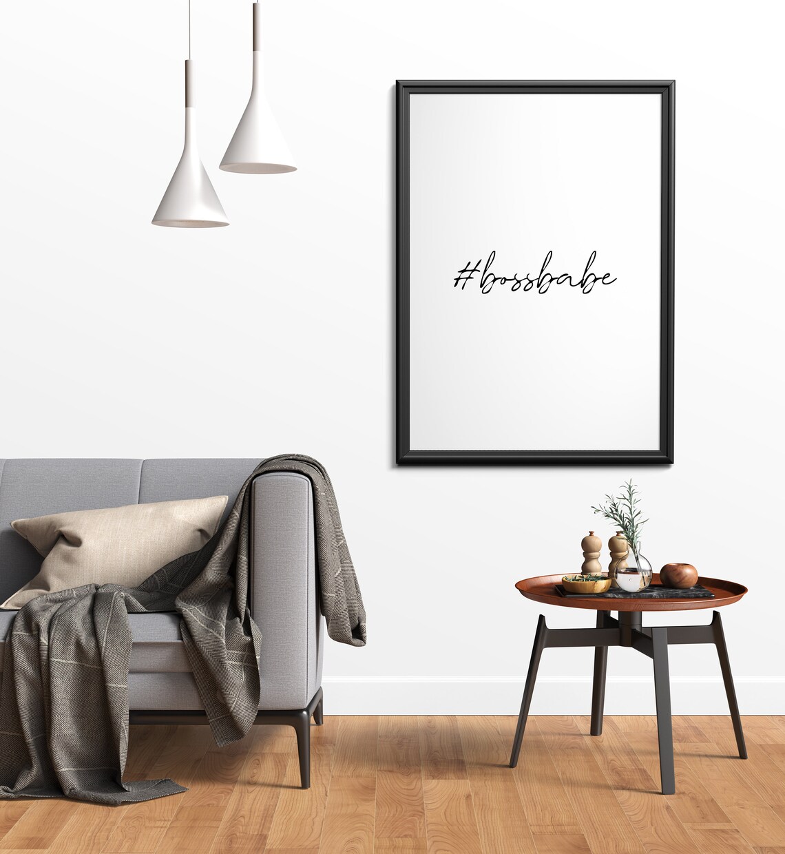 Boss Babe Inspiring Minimalist Hashtag Script Quote Girl Poster - Image 3