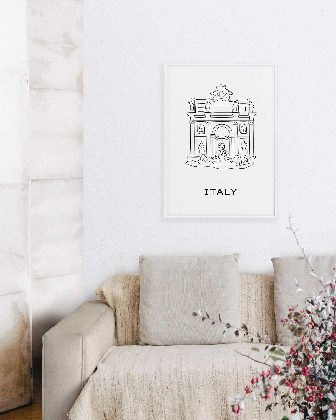 Italy Trevi Fountain Line Art Minimalist Rome Landmark Travel Poster - Image 5