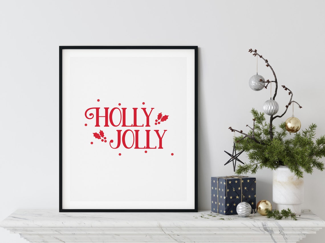 Holiday Decor Holly Jolly Print Colorful Christmas Wall Art Winter Wall Art Holiday Sign Christmas Signs Holiday Wall Art Art - Image 5