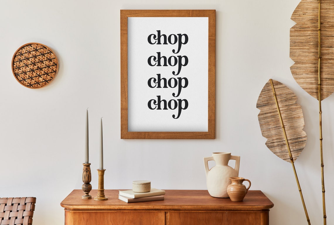 Chop Chop Retro Stacked Fun Kitchen Cooking Typography Wall Poster - Image 2