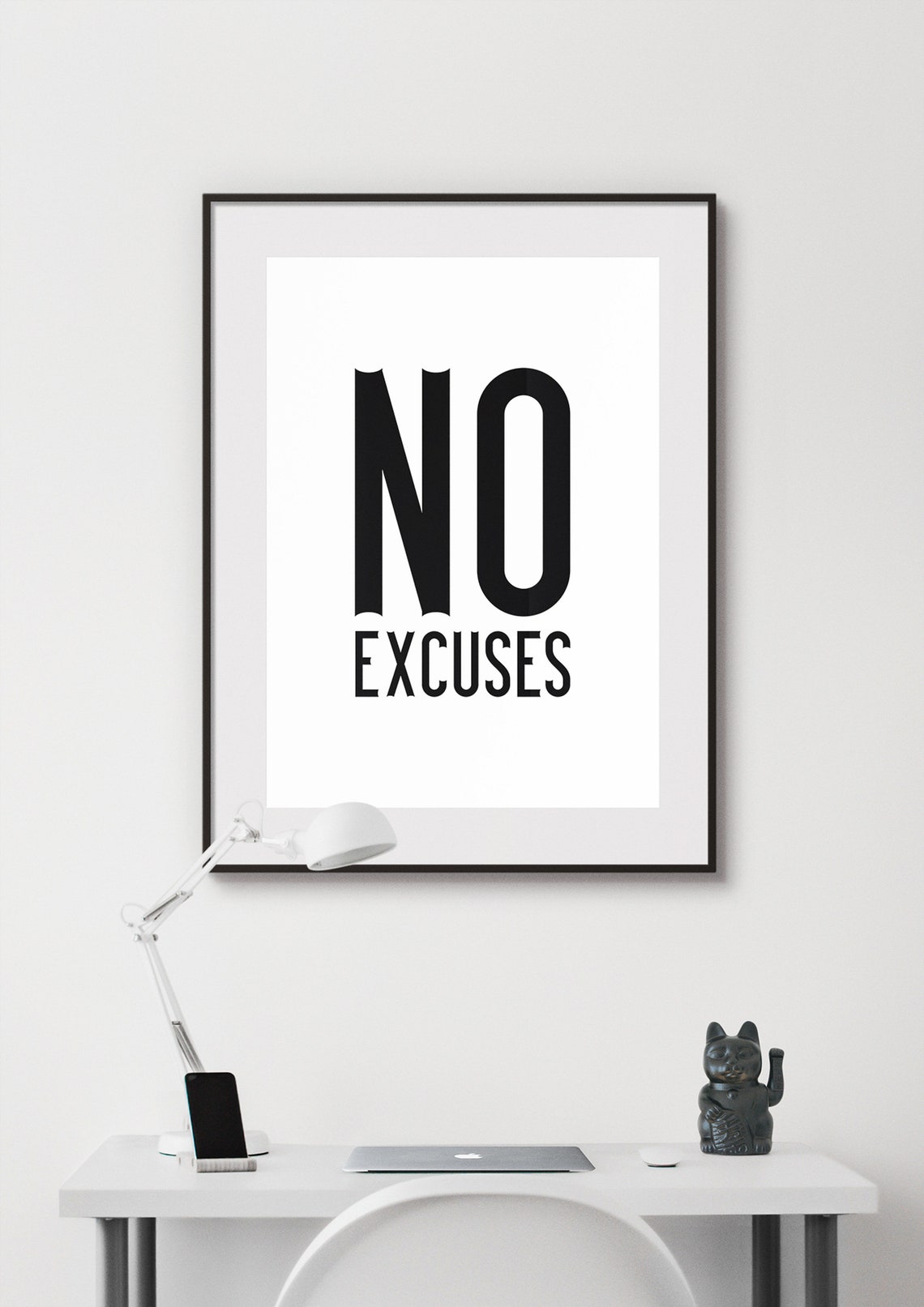 No Excuses Bold Black Typography Minimalist Motivational Poster - Image 3