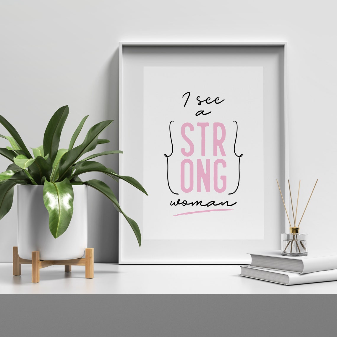I See A Strong Woman Pink Typography Affirmation Quote Poster - Image 2