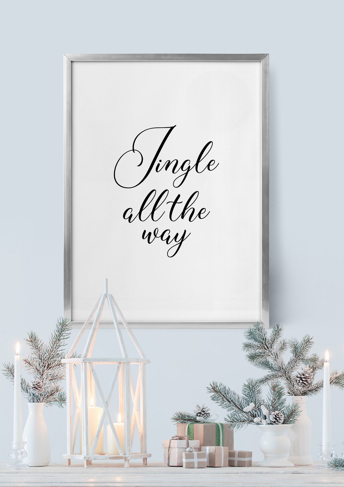 Jingle All The Way Elegant Script Christmas Holiday Decor Quote Poster - Image 5