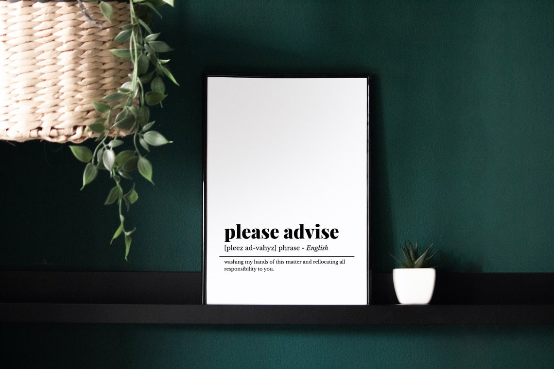Please Advise Definition Funny Office Email Humor Dictionary Poster - Image 2
