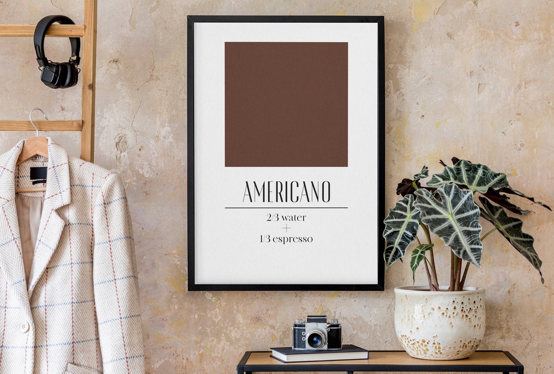 Americano Coffee Recipe Espresso Water Minimalist Bar Poster - Image 3