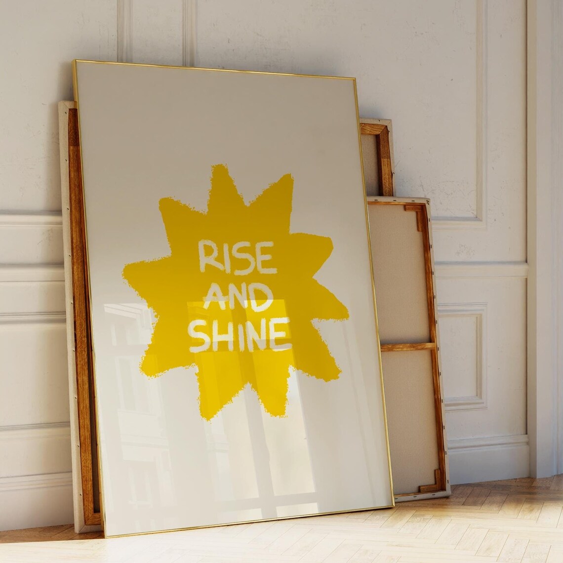 Rise and Shine Yellow Sunburst Motivational Morning Quote Poster