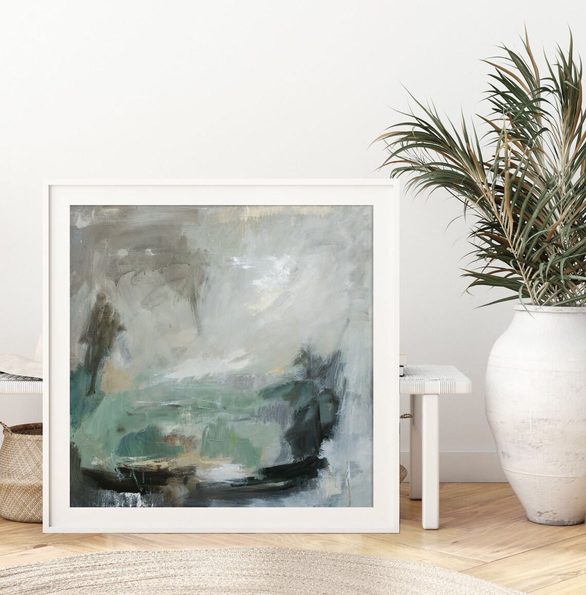 Minimalist Abstract Landscape Art Print, Beige