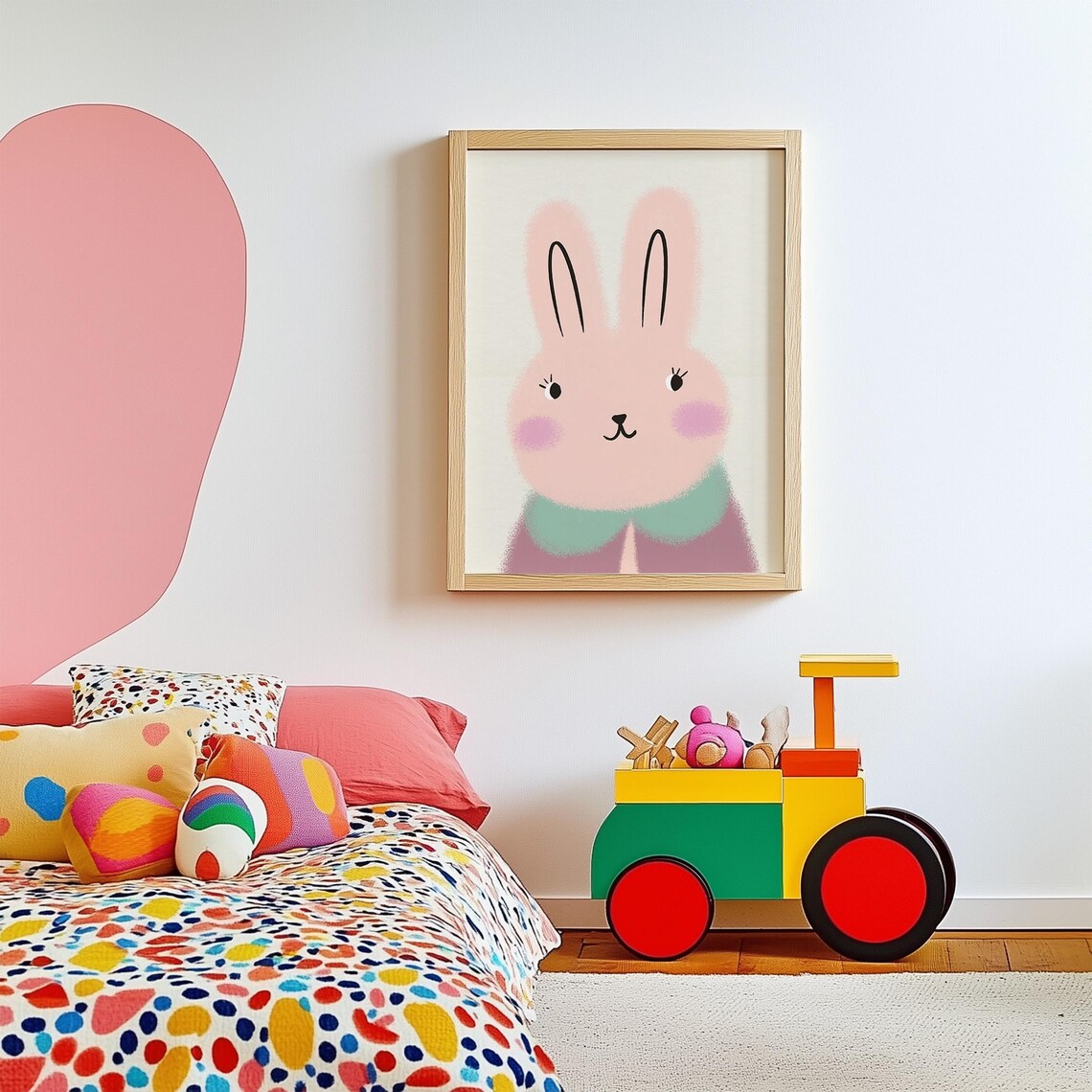 Rabbit Watercolor Print, Eclectic Nursery Decor