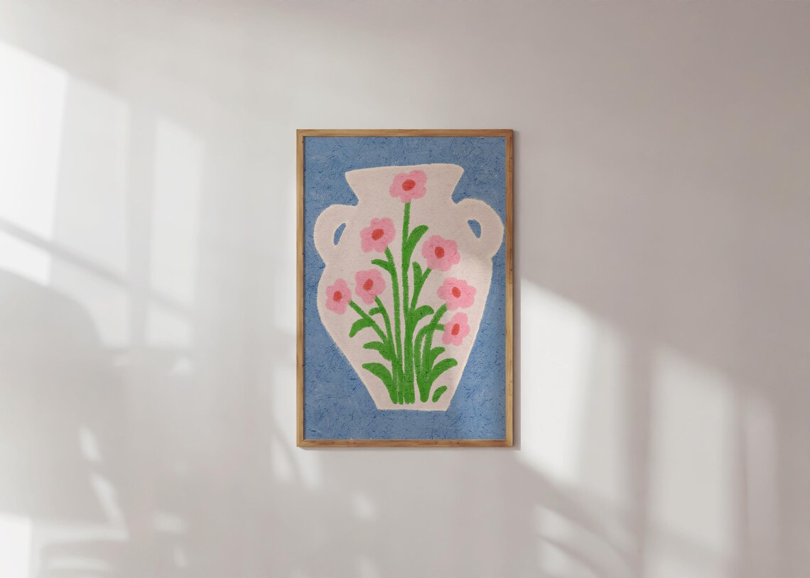 Floral Vase Abstract Botanical Art Print