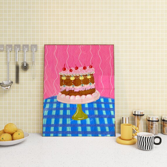 Colorful Birthday Cake Kitchen Art Print