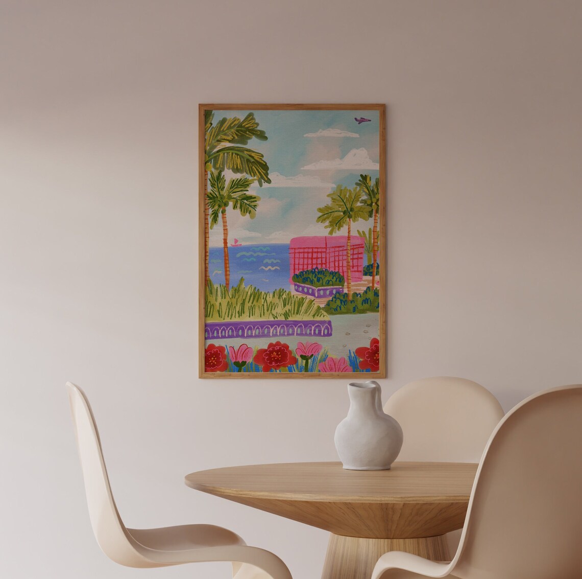 Bali Tropical Palm Beach Colorful Seascape Painting Art Poster