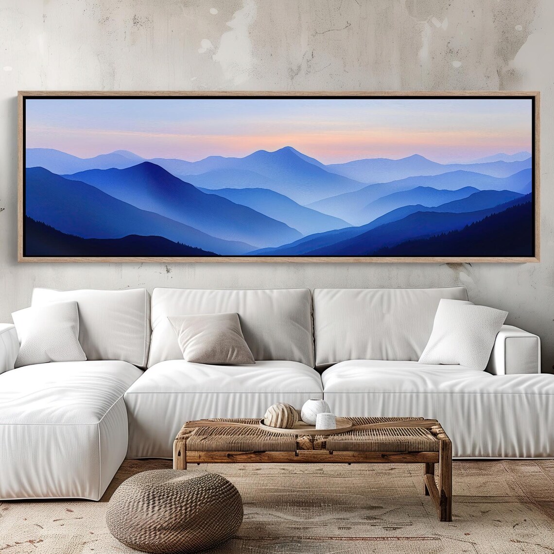 Blue Mountain Layers at Dawn, Mountain Art Print