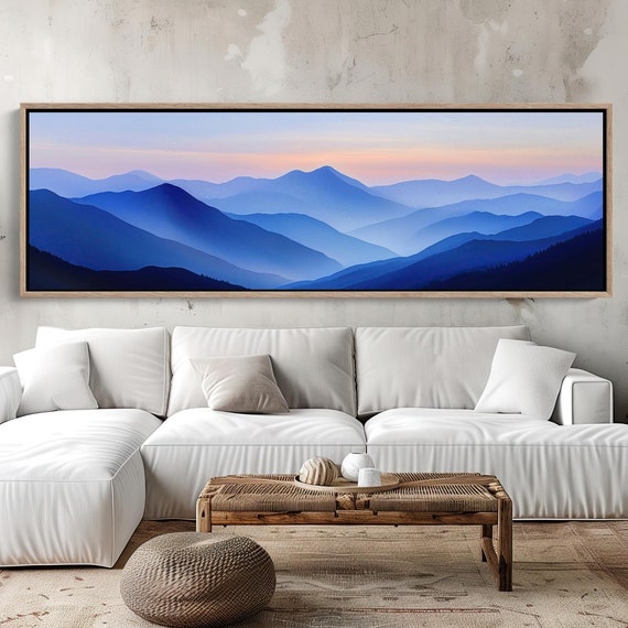 Blue Mountain Layers at Dawn, Mountain Art Print
