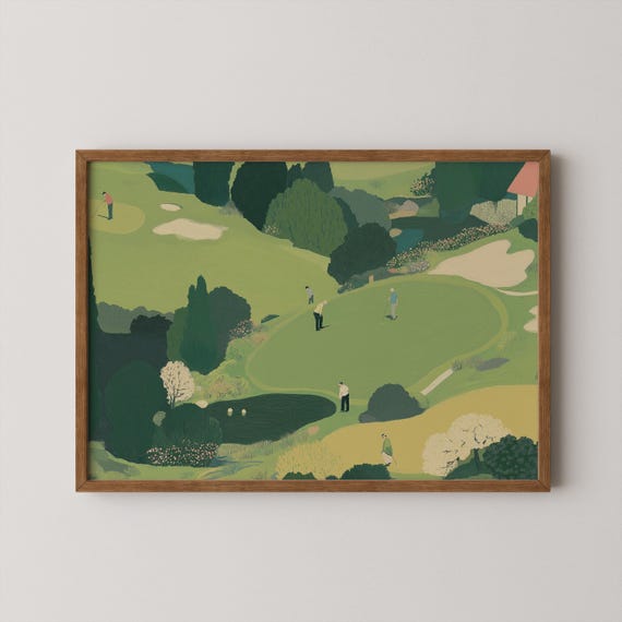 Tiny Golfer Print Minimalist People Golfing Wall Art Golf Dad Gift Whimsical