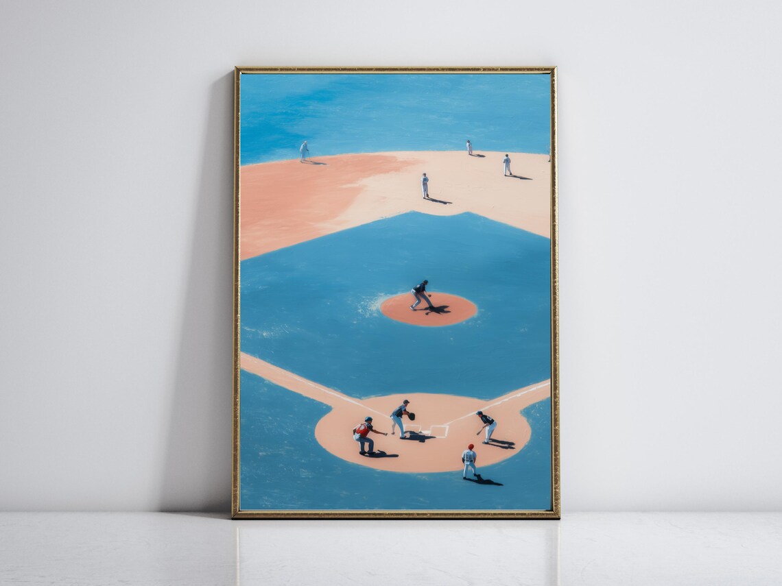 Baseball Tiny People Retro Sports Art Print